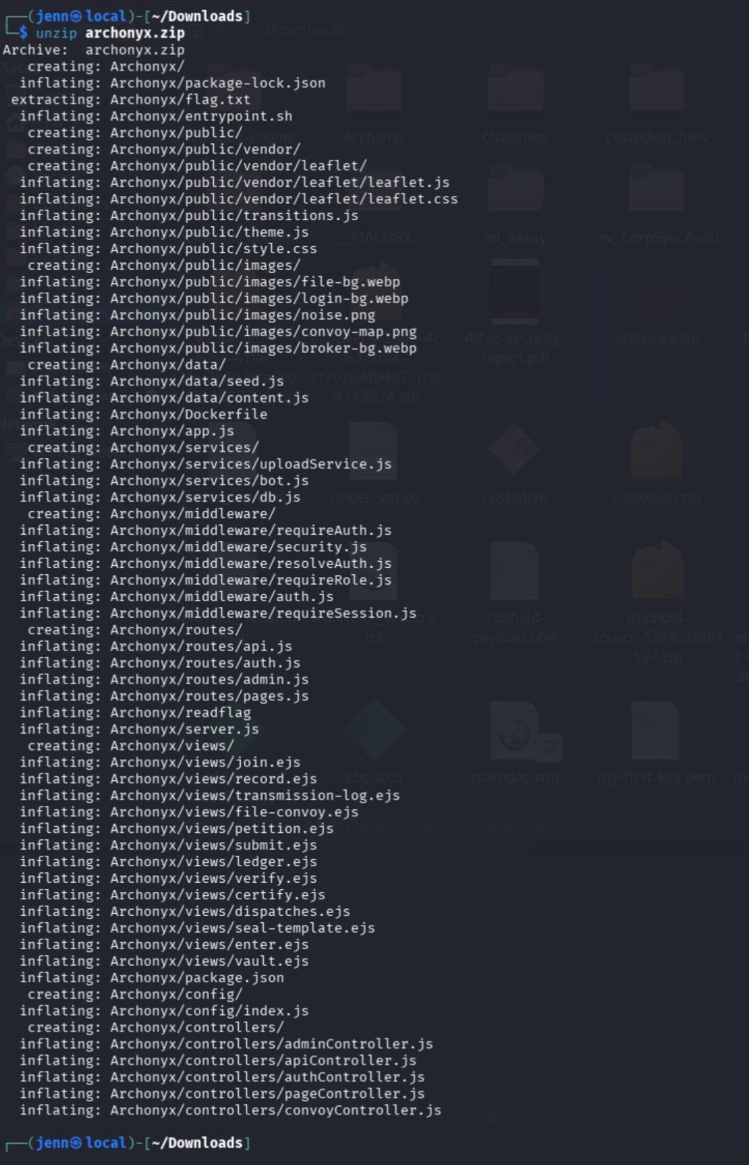 Extracted Archonyx application directory listing